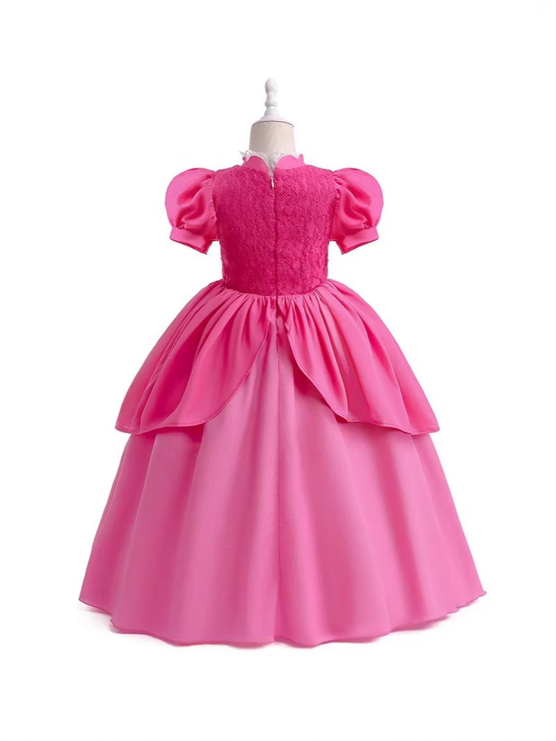 Children's Gown Bi Ji Princess Lace Stitching Puff Children's Dress