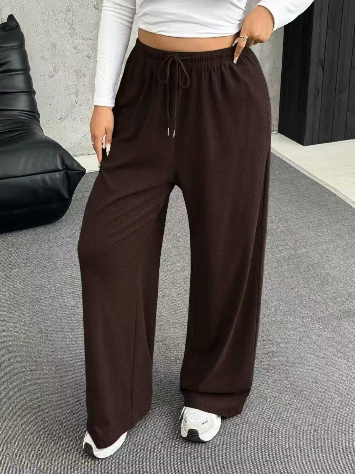Women's Autumn Drawstring Waist Straight Loose Pants