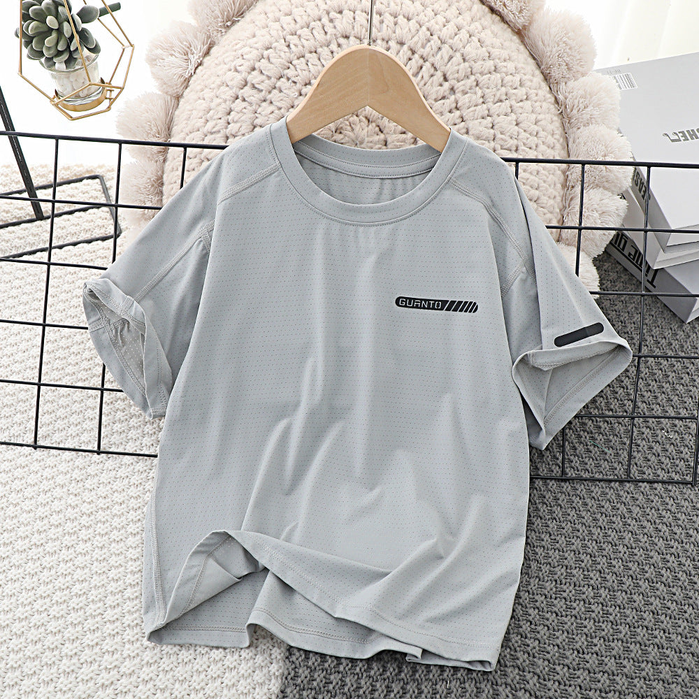 Sports Summer Top Nylon P Mesh Medium Big Four Needles Children's T-shirt