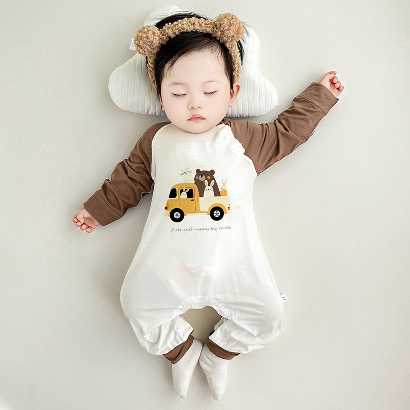 Conditioning Clothes Born Modal Breathable Long Sleeves Pajamas Jumpsuit, Climbing Suit