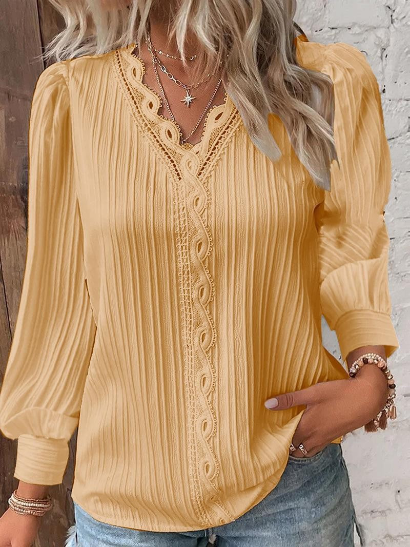 Women's Autumn Long Sleeve Lace Patchwork Shirt Clothing