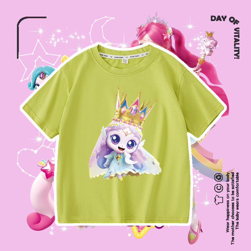 Short Sleeve Summer Fashionable Round Neck Cotton Children's T-shirt