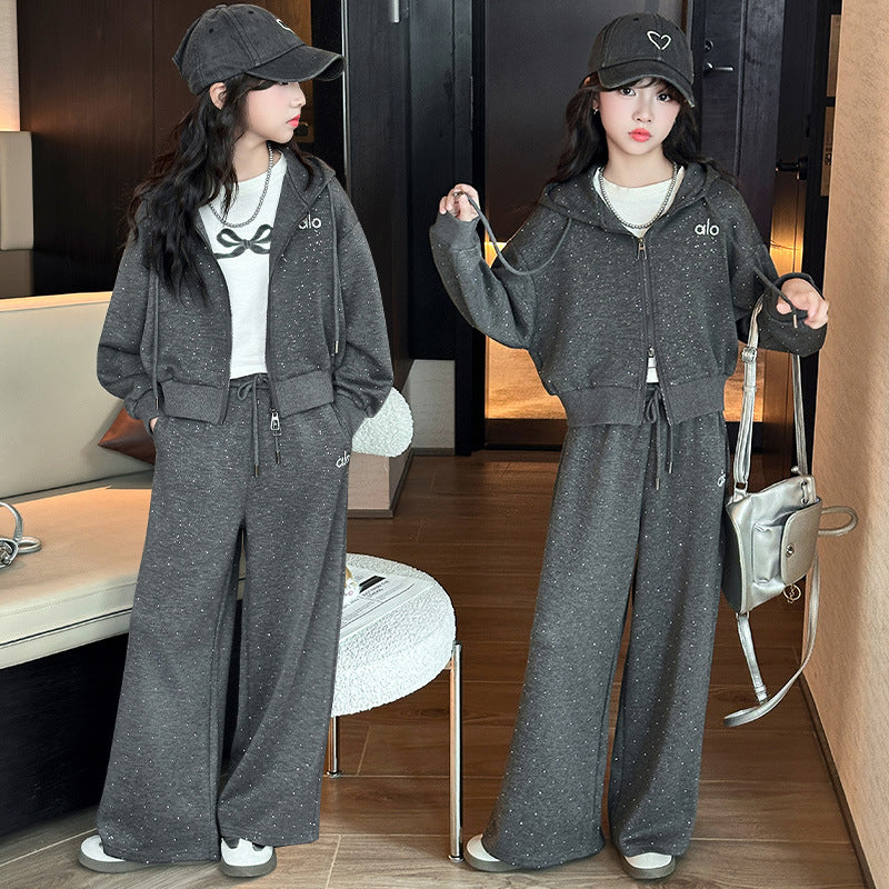 Style Starry Brick Feeling Fried Street Leisure Sports Baggy Coat Children's Suit