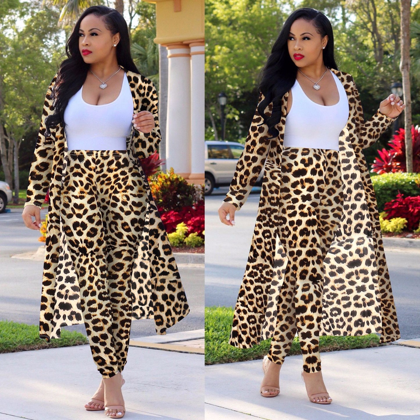 Sexy Print Long Sleeve Two-piece Set Nightclub Uniform