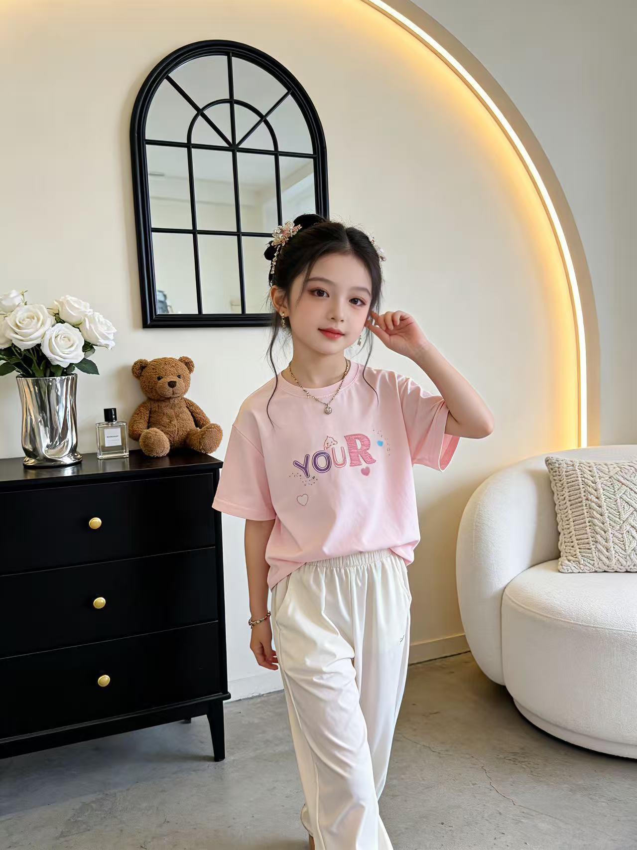 Children's Small Yellow Duck Clothing Short-sleeved Summer Middle Big Children's T-shirt