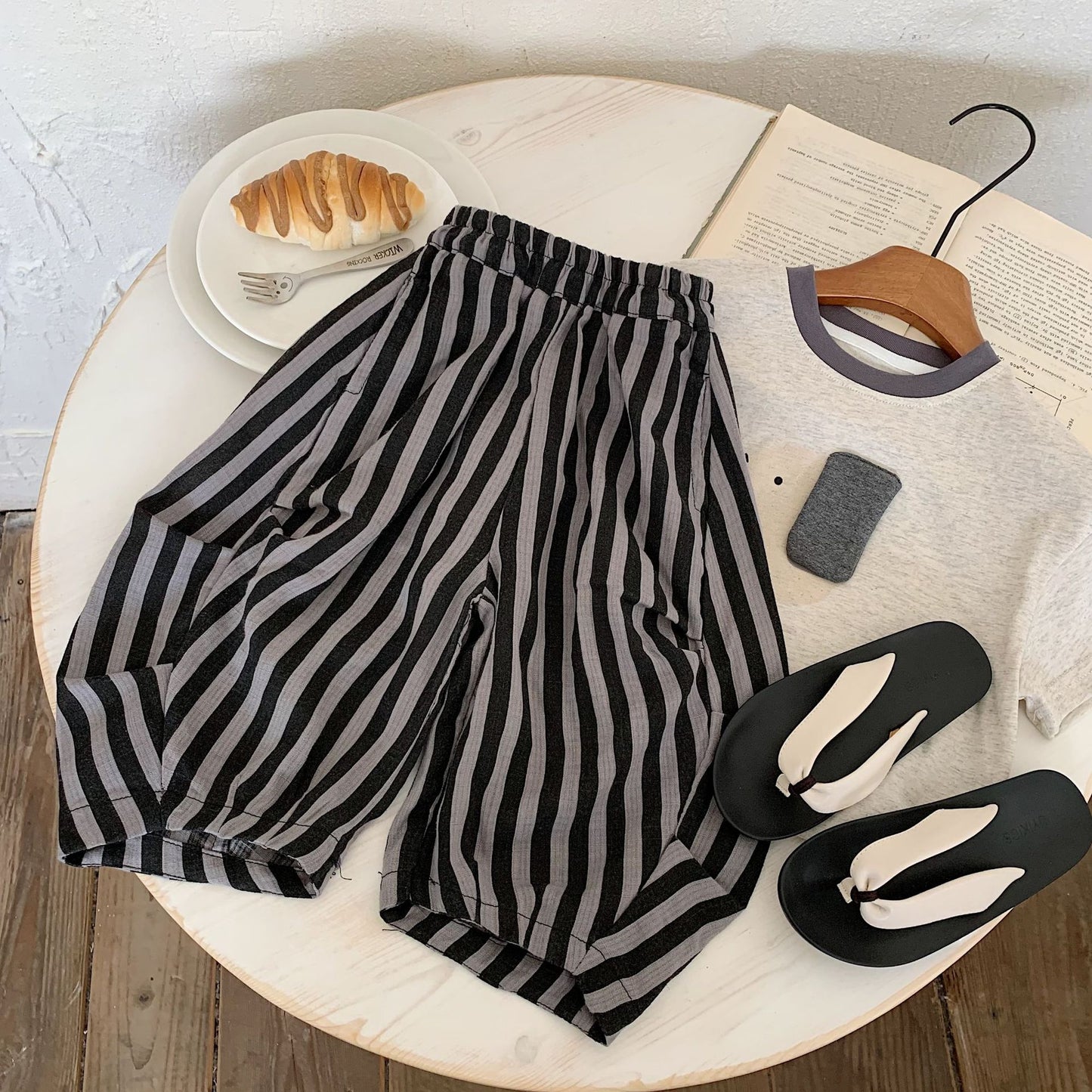 Children's Summer Boys Loose Striped Machete Cropped Children's Pants