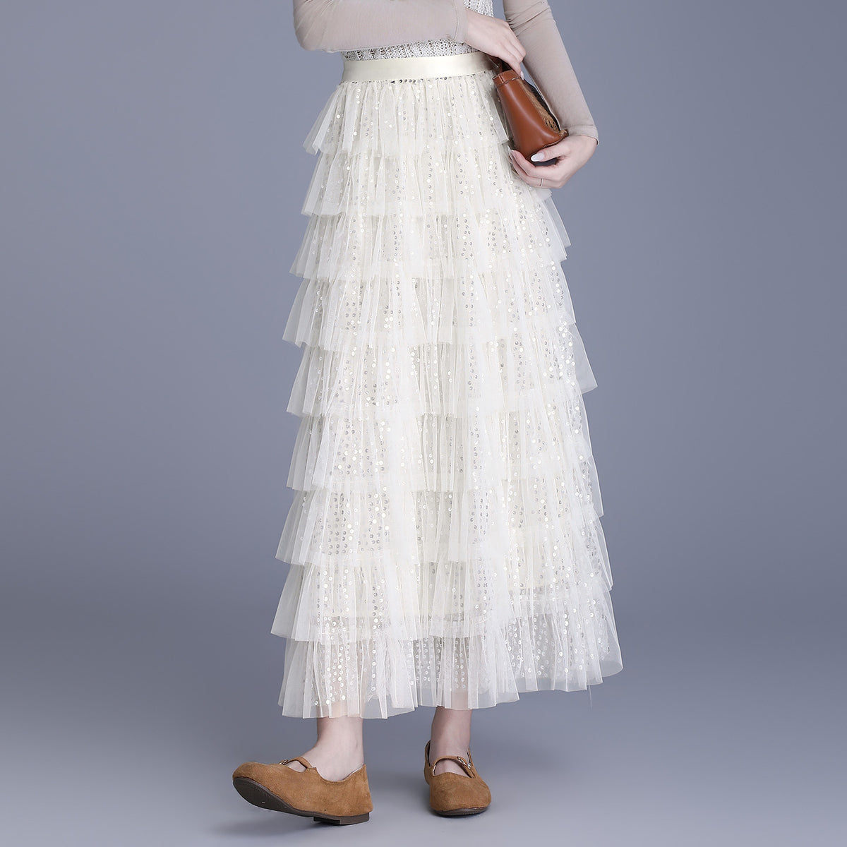 Women's Spring High Waist Puffy A- Line Skirt
