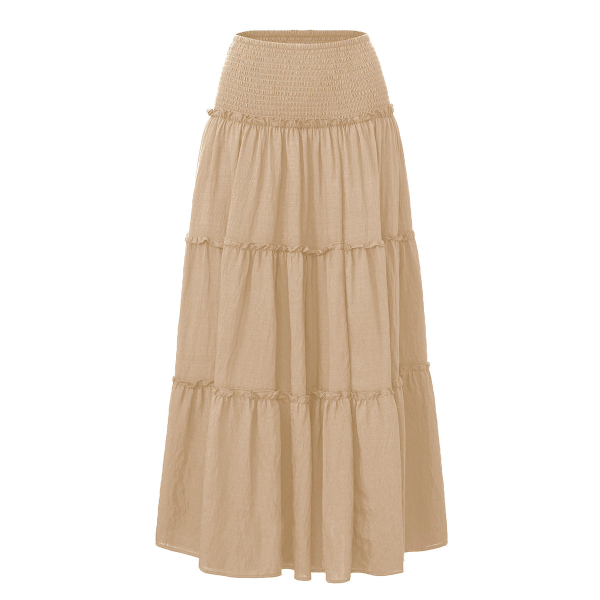 Women's With Lining Wooden Ear Wrinkle Cotton Skirts