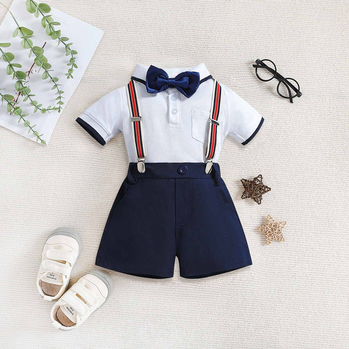 Children's Clothing Handsome Gentleman Polo Collar Top Children's Suit