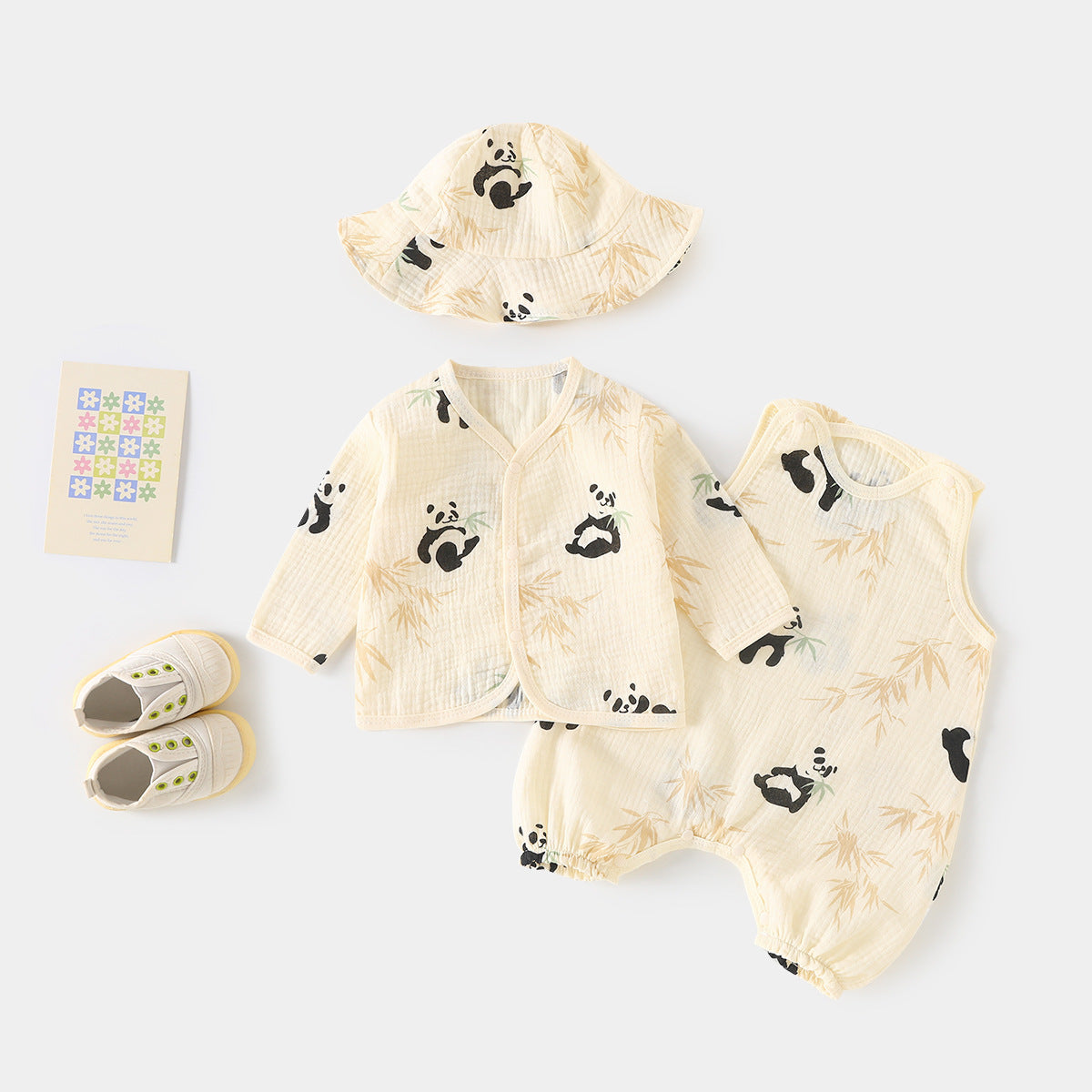 Thin Gauze Sleeveless Romper Air Conditioning Three-piece Born Jumpsuit Going Jumpsuit, Climbing Suit