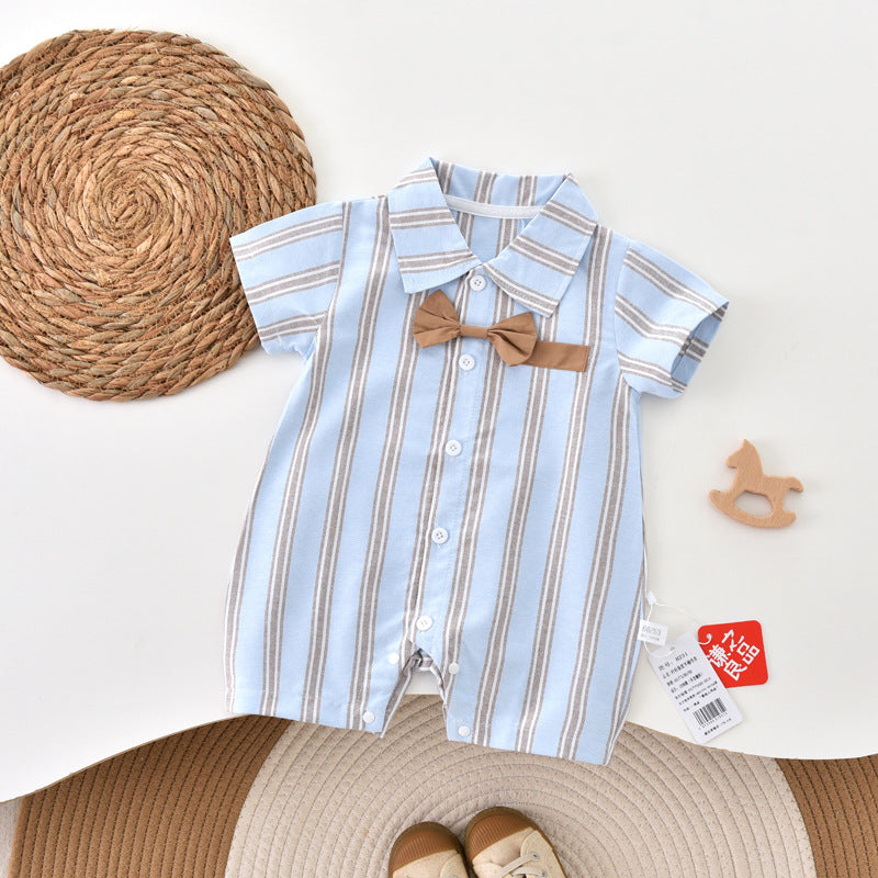 Clothes Short Sleeve Gentleman Boy Cotton Breathable One-piece Dress Born Jumpsuit, Climbing Suit