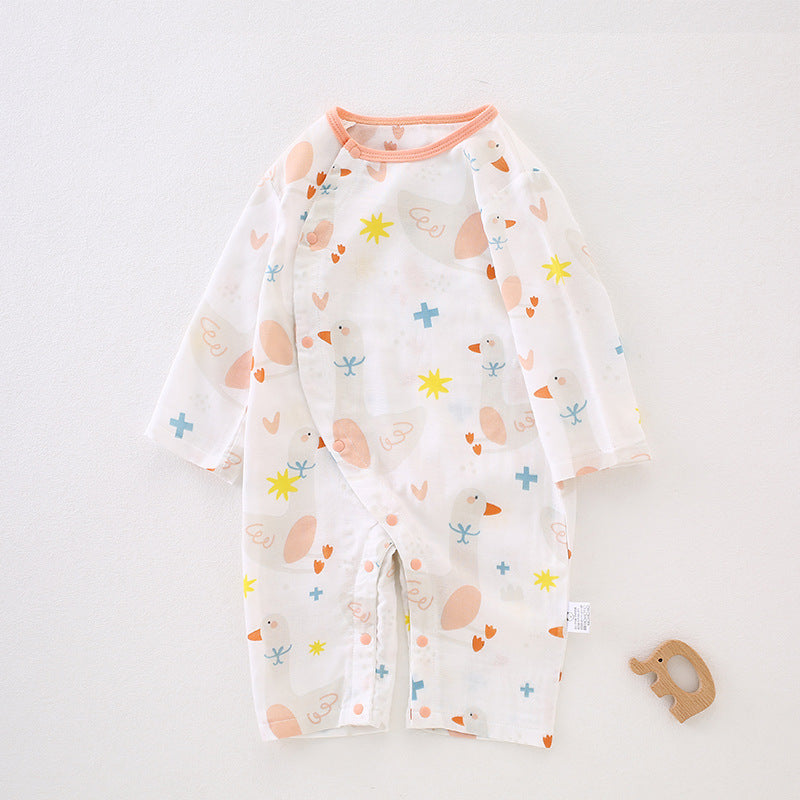 Bamboo Cotton Fiber Air Conditioning Clothes For Babies Class Gauze Jumpsuit, Climbing Suit