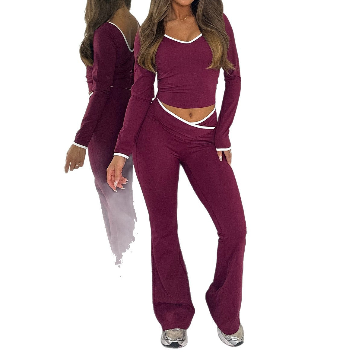 Attractive Women's Sports T-shirt Yoga Trousers Clothing