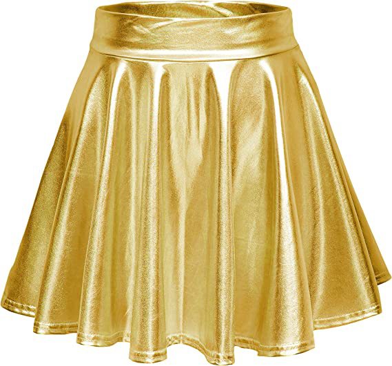 Sexy Performance Stage Leather Glossy Pleated A- Skirt