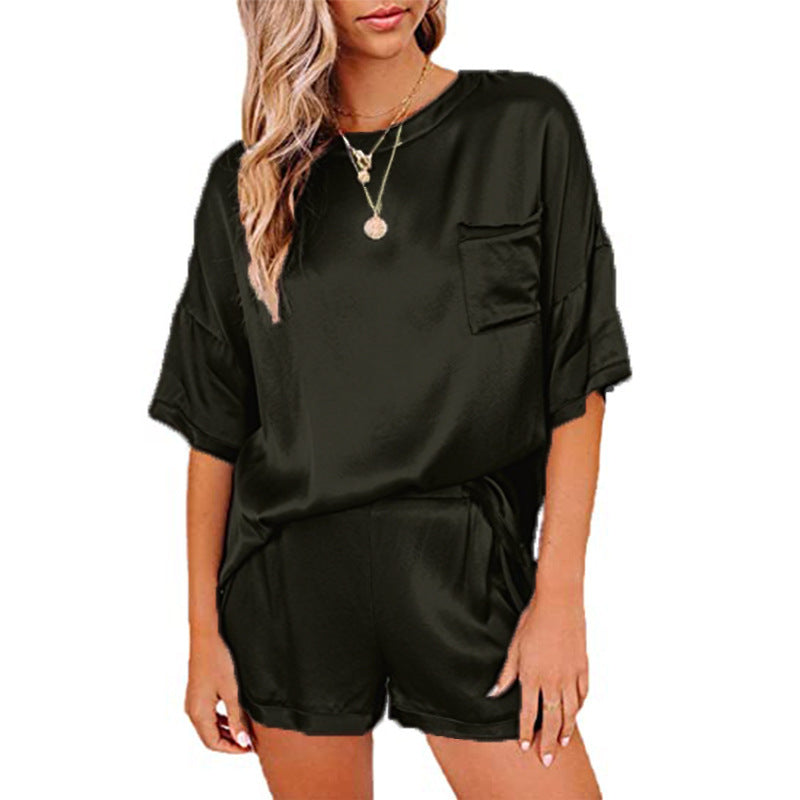 Solid Color Chiffon Pajamas Loose Two-piece Suits