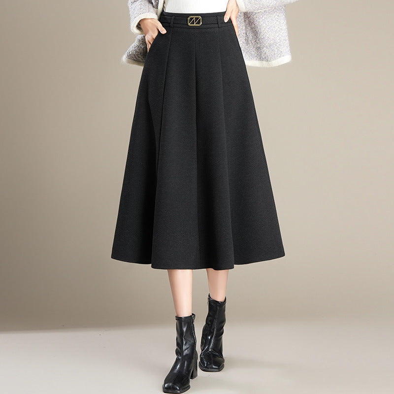 A- Line Mid-length High Waist Slimming Skirt