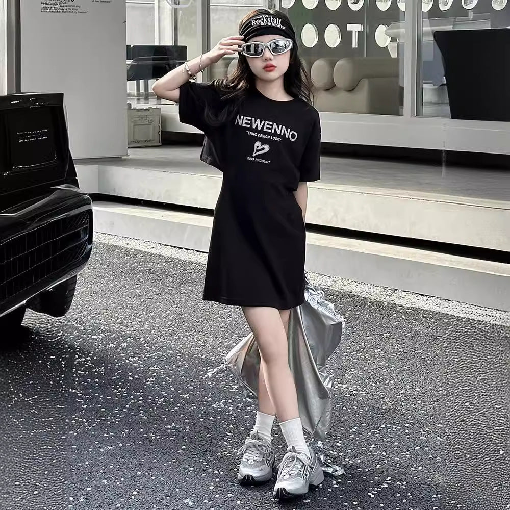 Korean Short Sleeve T-shirt Skirt Tight Children's Dress