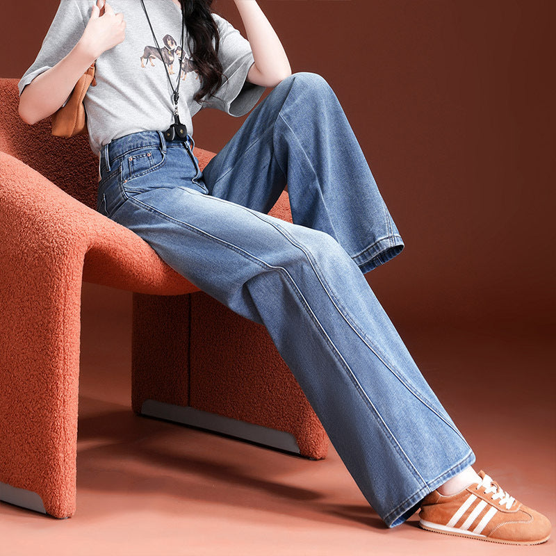 Women's Spring Slimming Denim Blue Narrow Cotton Micro Jeans