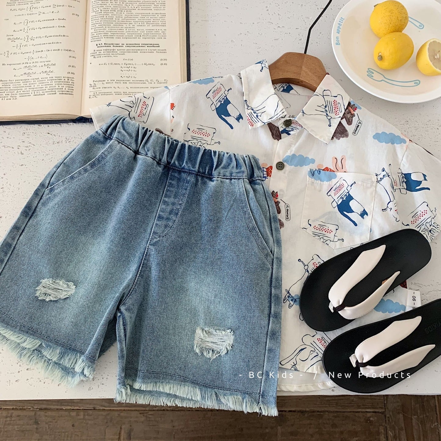 Children's Denim Shorts Summer Boys Ripped Frayed Children's Pants