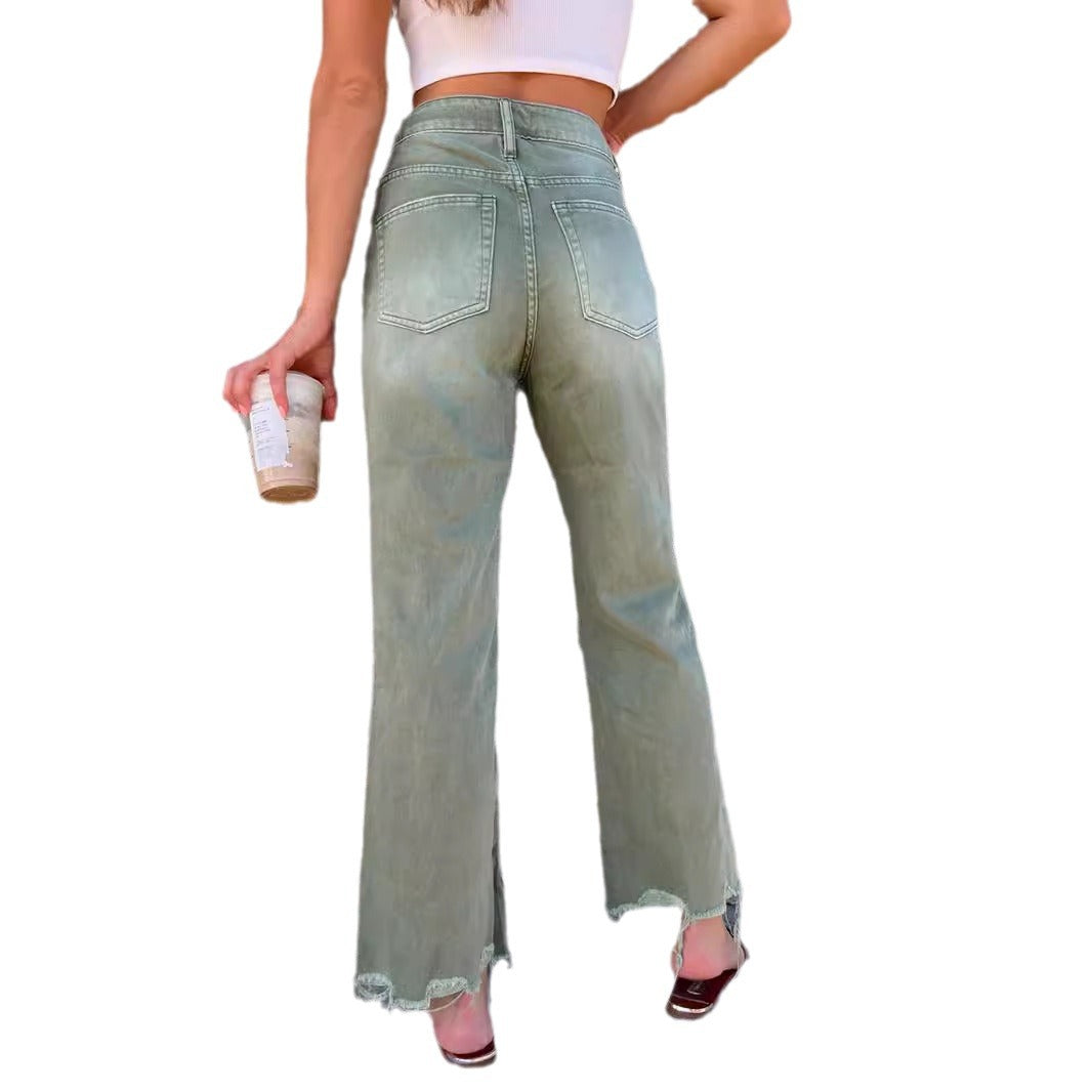 Women's High Quality Ripped Straight Loose Women's Jeans