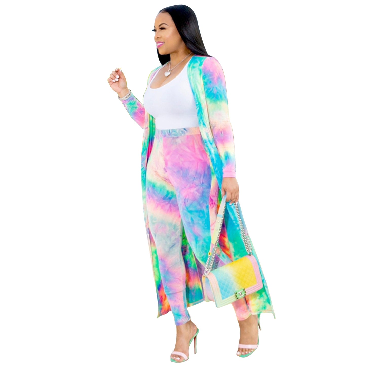 Sexy Print Long Sleeve Two-piece Set Nightclub Uniform
