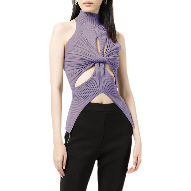Women's Summer Turtleneck Sleeveless Irregular With Personality Small Vest/suspenders/tube Top