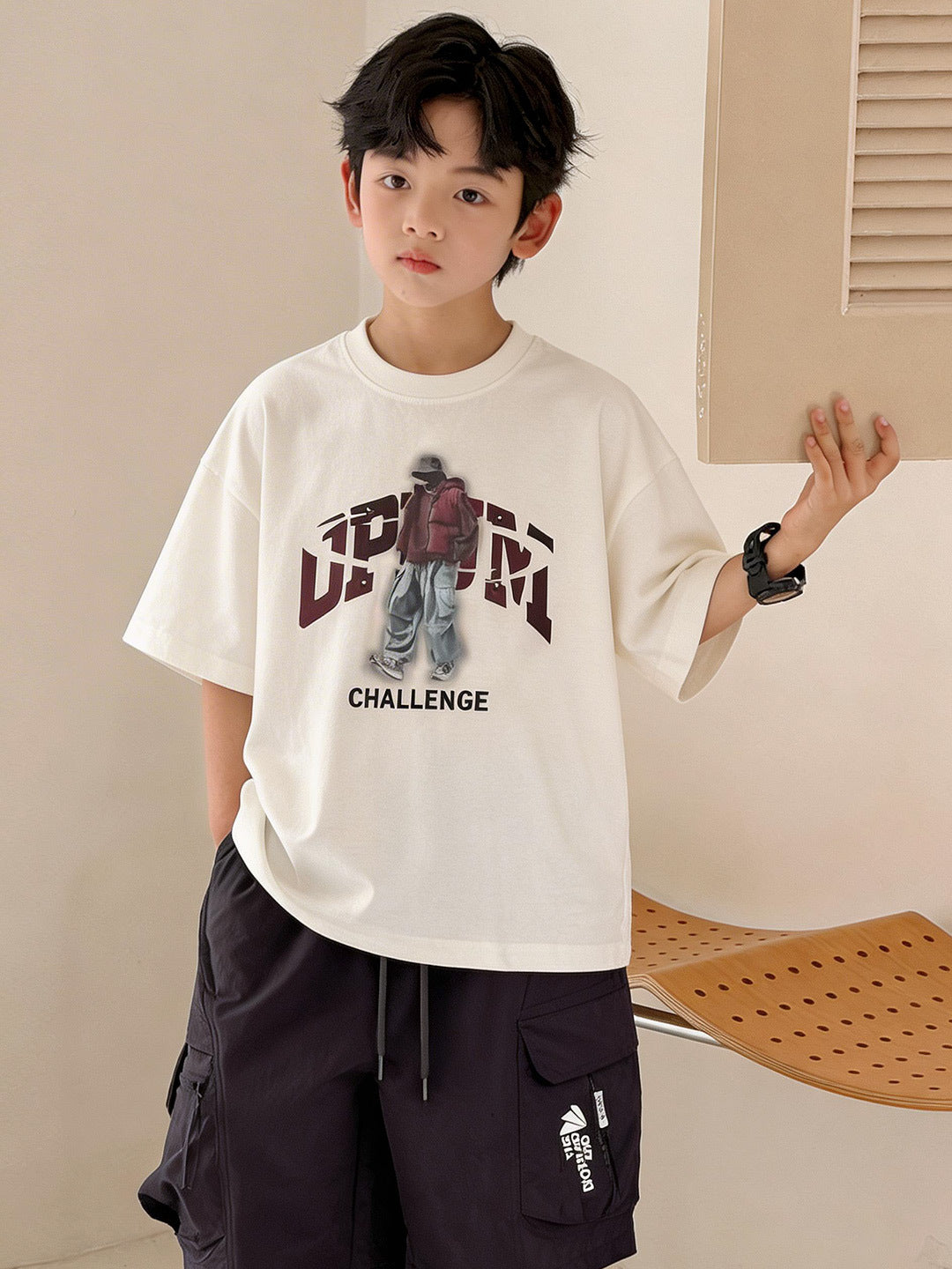 Children's Boy's Short-sleeved Summer Loose Top Boys Middle Big Children's T-shirt
