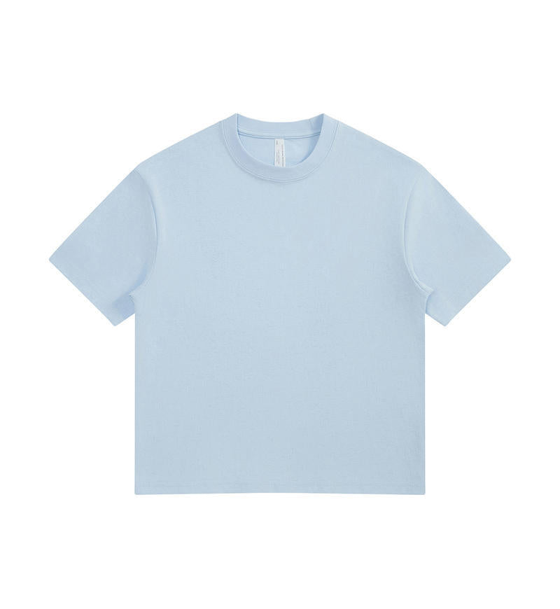 Children's Cotton Loose Shoulder Short-sleeved Solid Color Heavy Clothing Fashion Sports Children's T-shirt