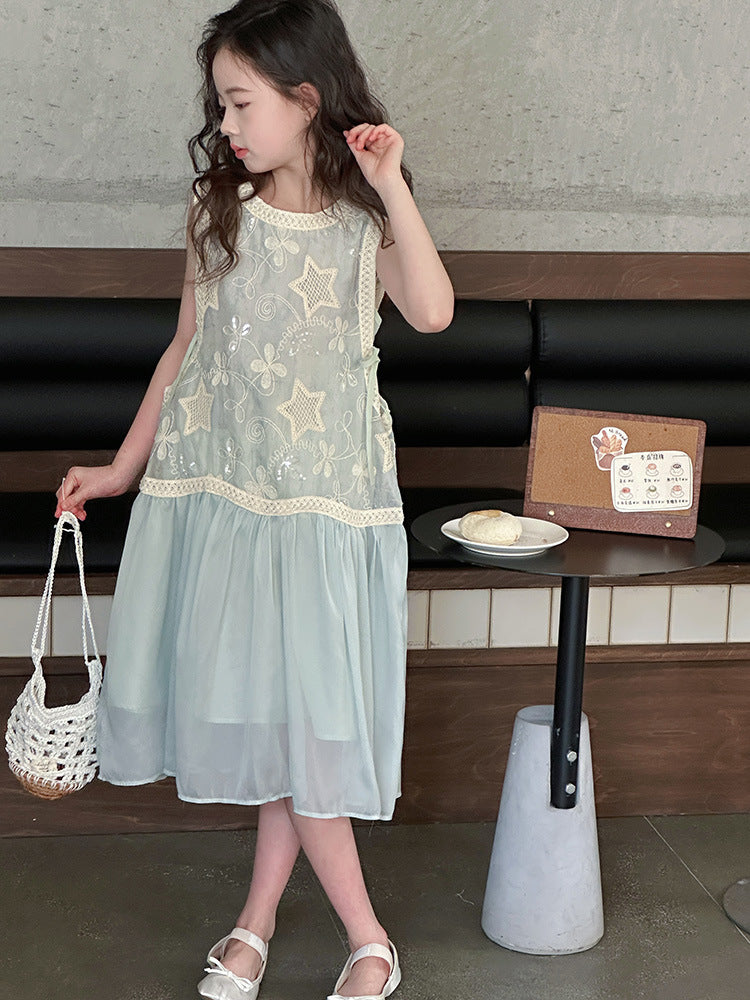 Fake Two-piece Princess Medium Big Lightweight Children's Dress