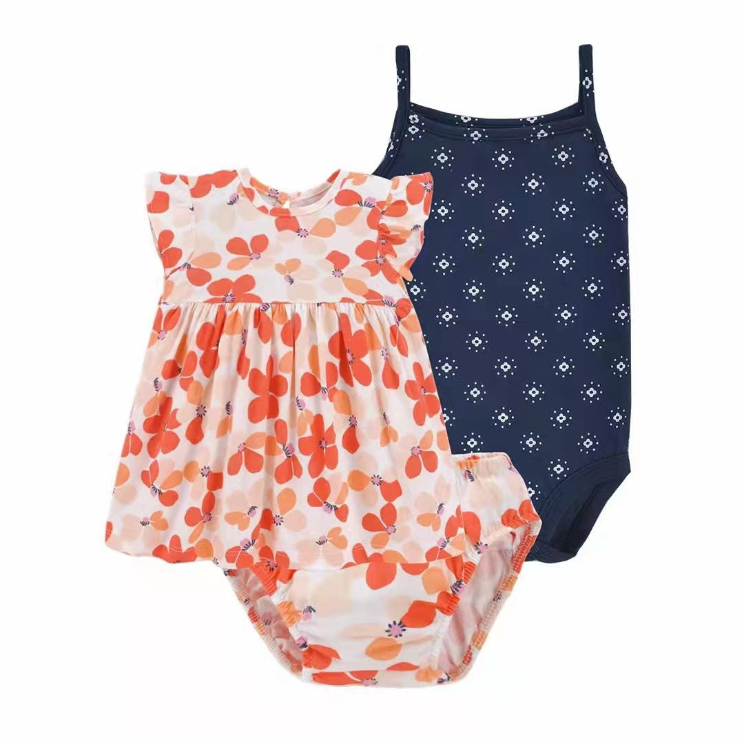Children's Summer Clothing Short-sleeved Shorts T-shirt Three-piece Children's Suit