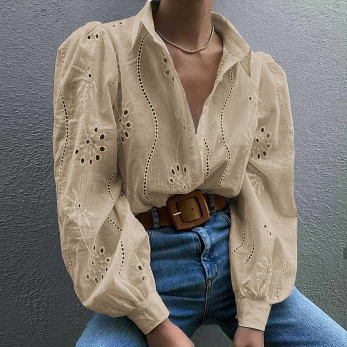 Women's Casual Loose Fashion Puff Sleeve Blouse
