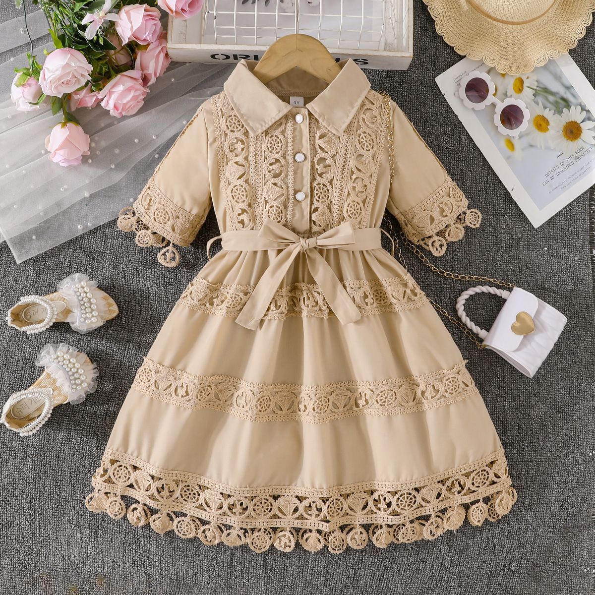 Autumn Lace Sleeve Skirt Fashion Princess Children's Dress