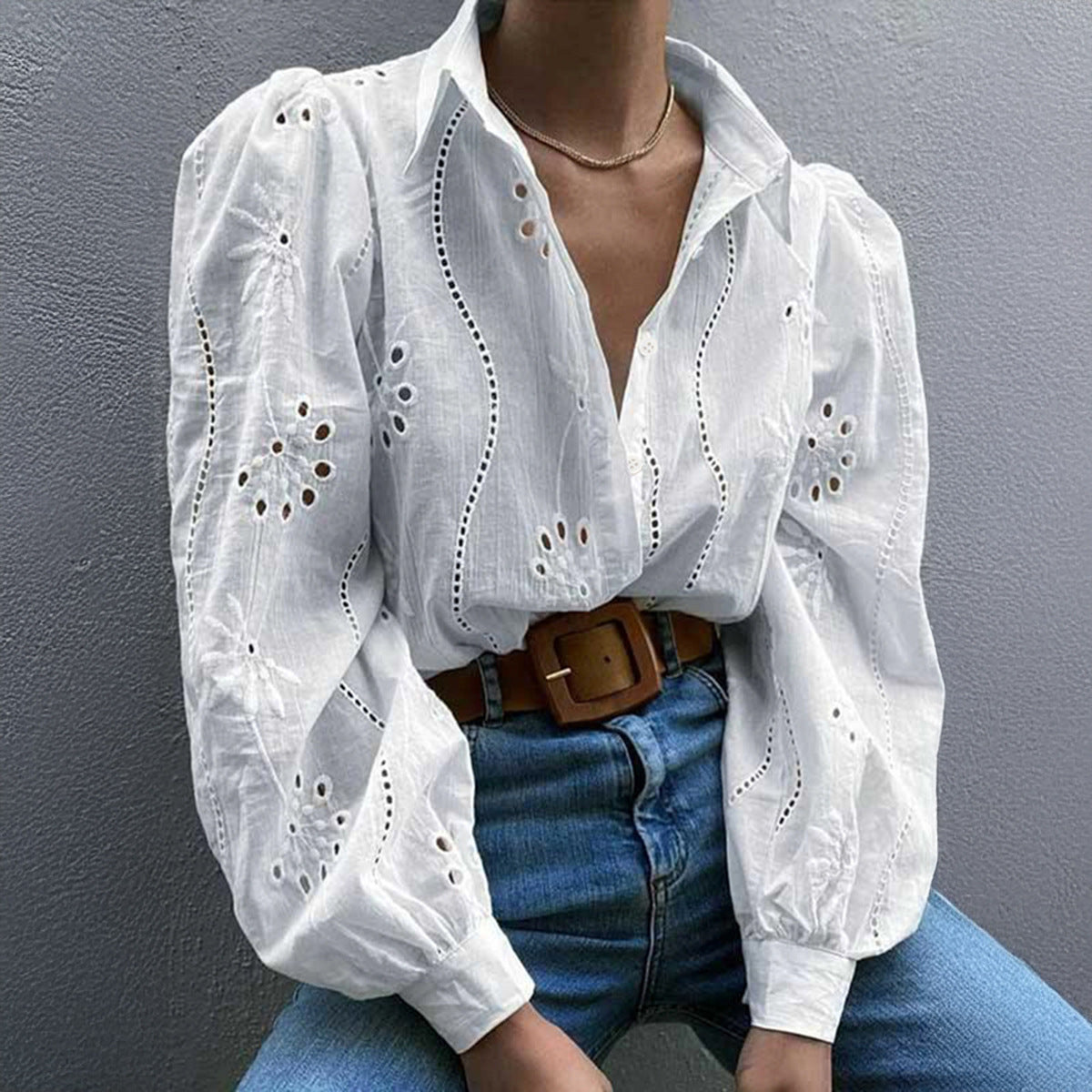 Women's Casual Loose Fashion Puff Sleeve Blouse