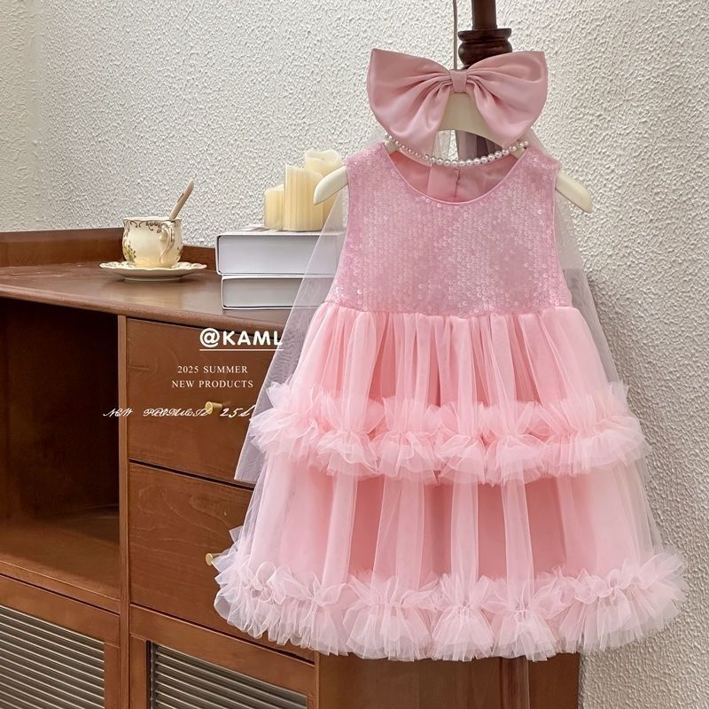 Children's Western Style Sequined Vest Umbrella Princess Korean Children's Dress
