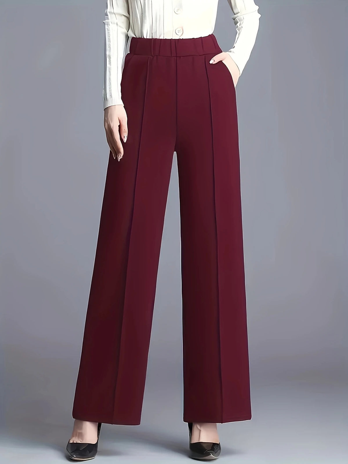 Women's Solid Color Wide Leg High Waist Loose Casual Pants