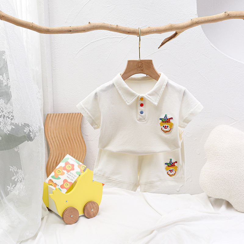 For Babies Summer Thin Unisex Infant Cute Two-piece One Year Children's Suit