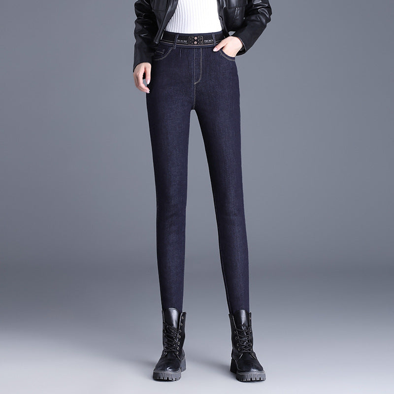 Women's High Waist Silk Cotton Fleece Padded Thickened Thermal Outerwear Base Casual Pants