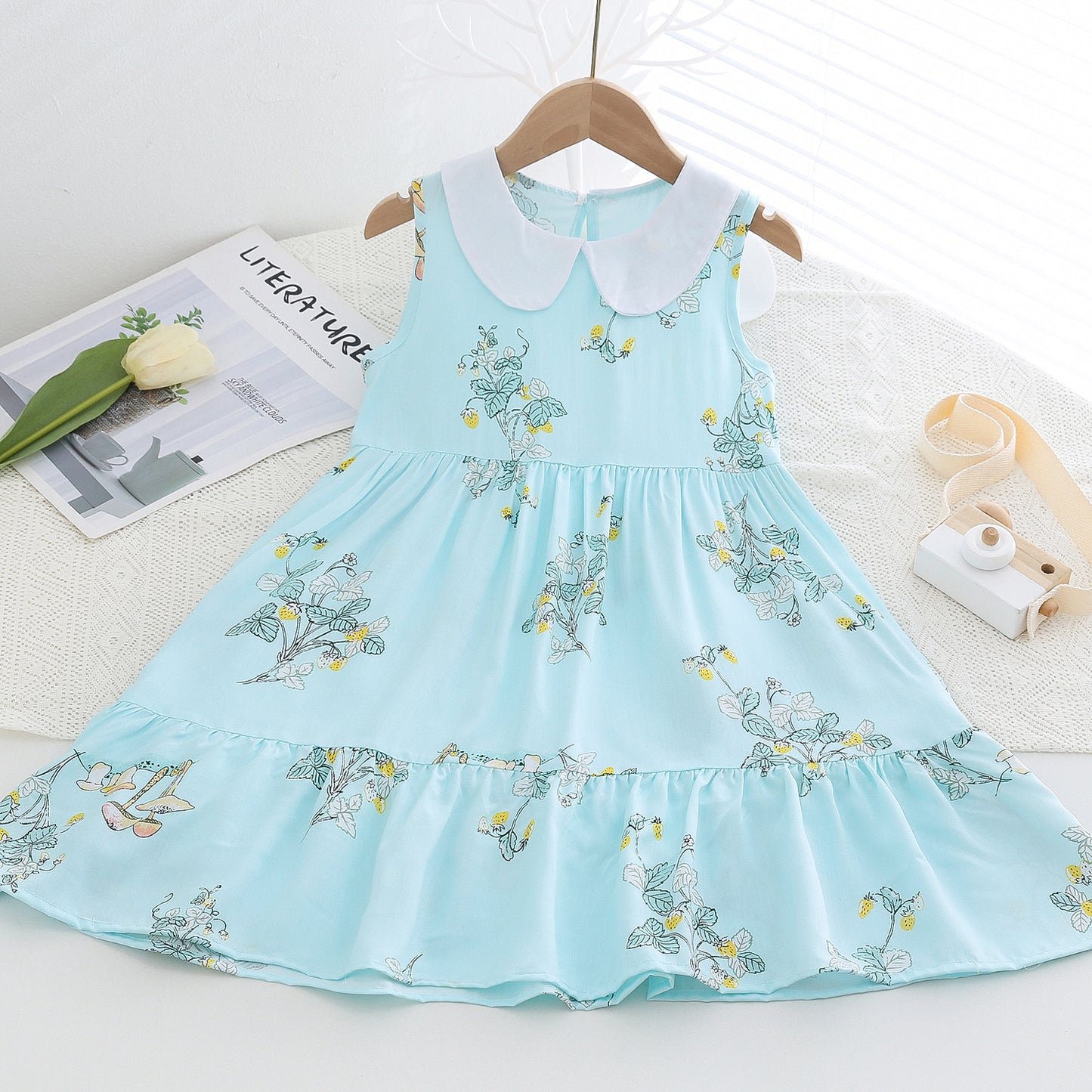 Children's Poplin Summer Artificial Cotton Skirt Medium Children's Dress