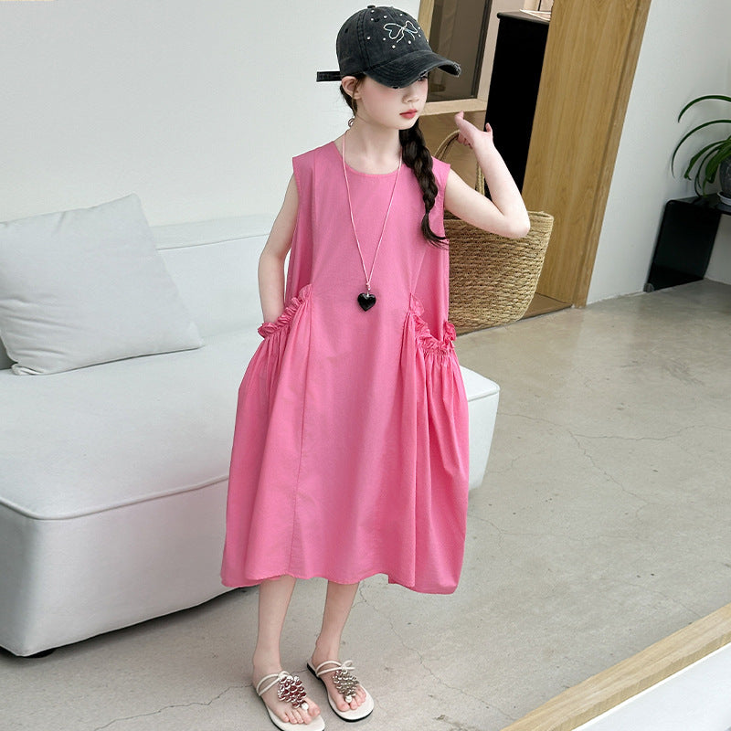 Children's Summer Sleeveless Skirt Vest Mid-length A- Children's Dress