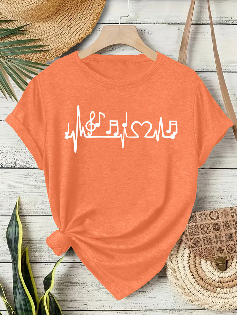 Women's Cute Printed Short-sleeved Note Fashion Women's T-shirt