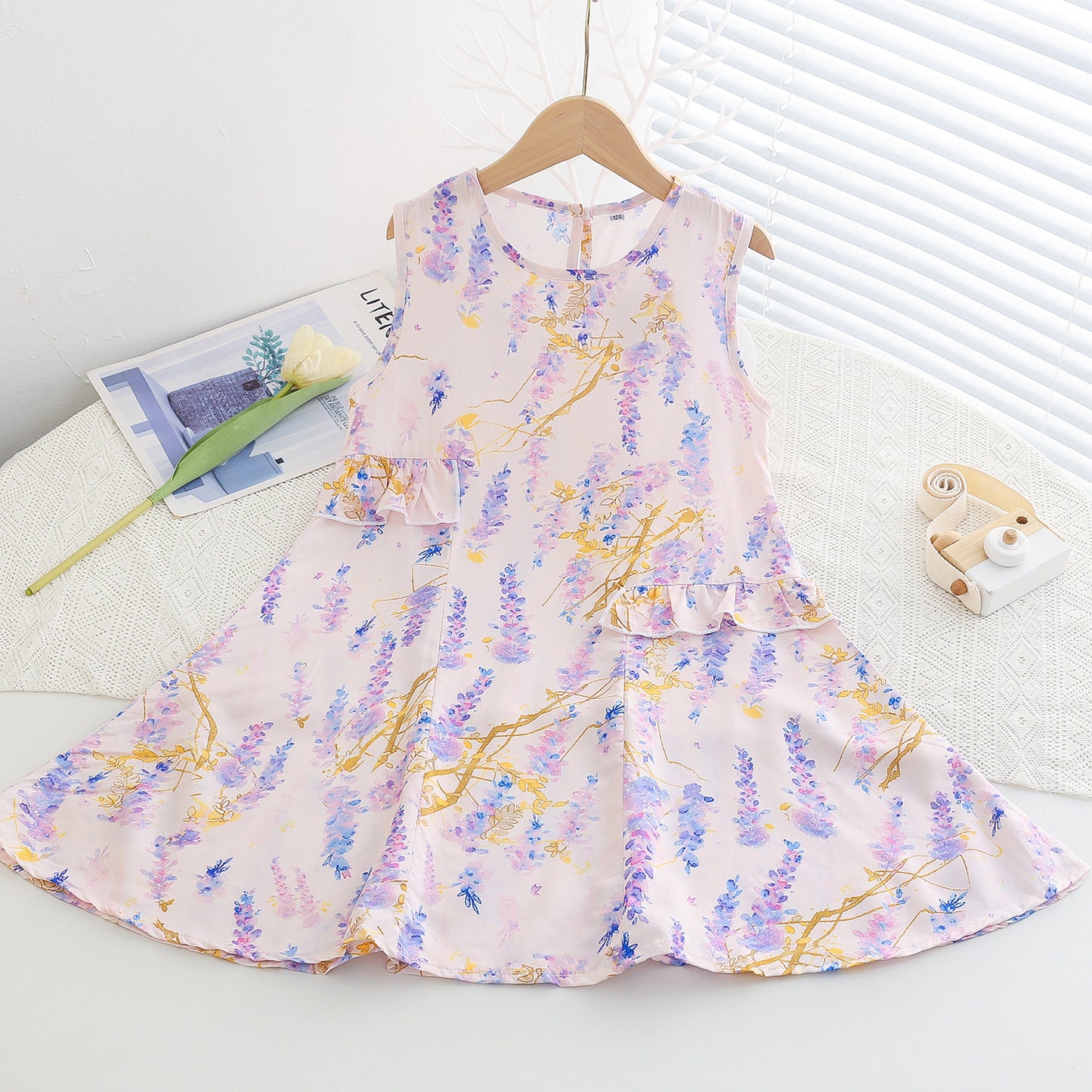 Children's Floral Cotton Thick Summer Medium Large Artificial Children's Dress