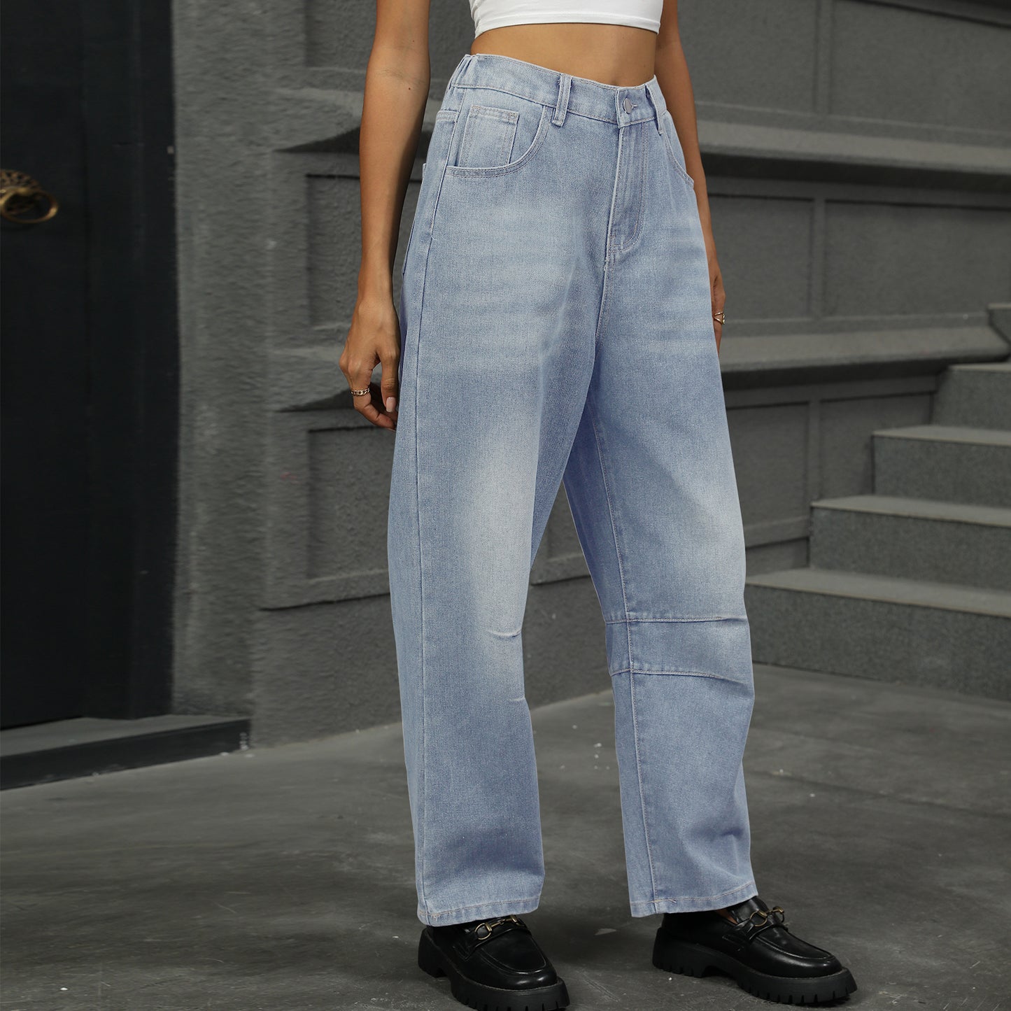 Attractive Women's Washed Loose Harem Cropped Jeans