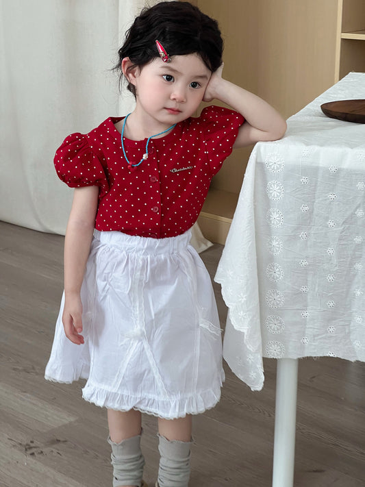 Children's Summer Korean Polka Dot Fashionable Stylish Short-sleeved Children's T-shirt