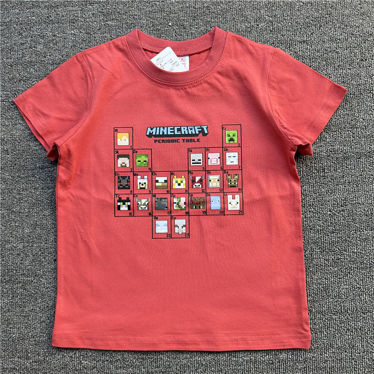 Children's Daily Order Summer My World Game Theme Short-sleeved Can Match Children's T-shirt