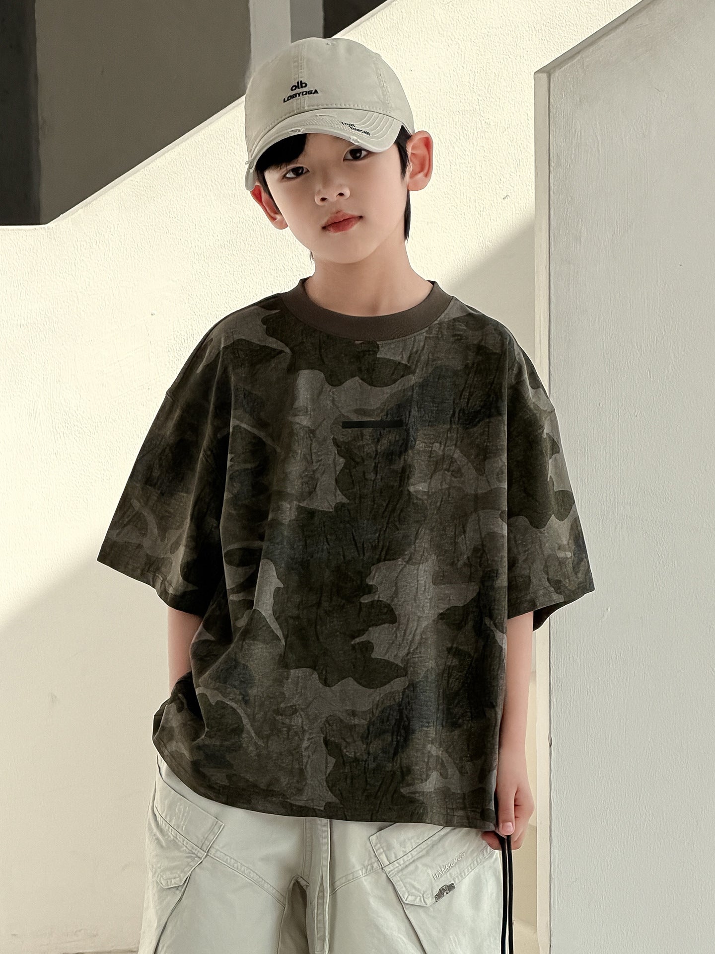 Children's Summer Camouflage Short Sleeve Medium Large Half Boy Top Children's T-shirt
