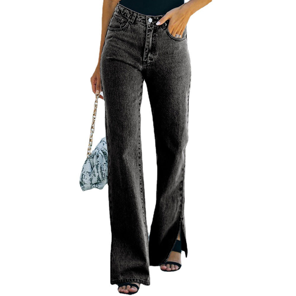 Autumn Water Wash Slit Strict Selection Temperament Denim Trousers Pants