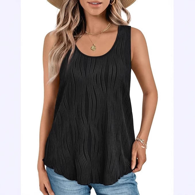Women's Summer Casual Dreamy Texture Round Neck Sleeveless Small Vest/suspenders/tube Top