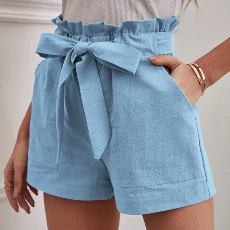 Women's Loose Linen Leisure Pocket Solid Color Large High Waist Wide Casual Pants
