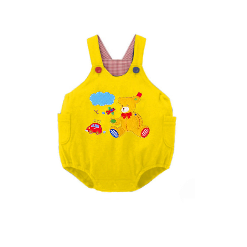 Cartoon Bear Car Aircraft Embroidery Chicken Children's Pants