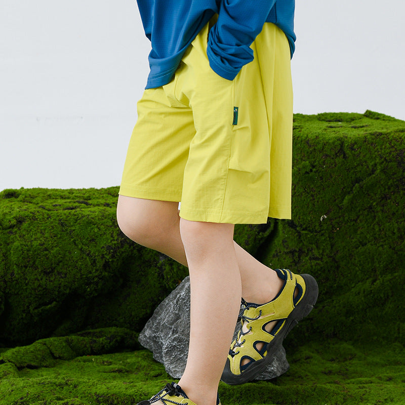 Summer Mountain Outdoor Large Plaid Jacquard Side Stitching Folding Waterproof Children's Pants